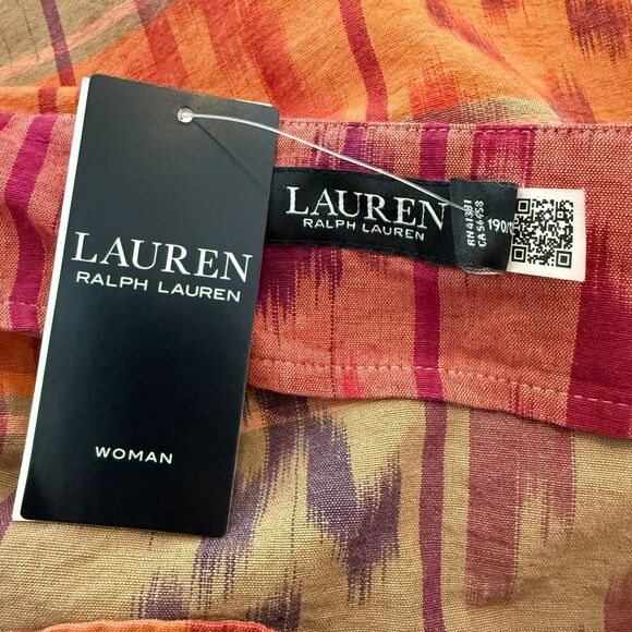Lauren Ralph Lauren Wrap Skirt Women's 22W PLUS Geo Ikat Cotton Knee-Length NWT - Picture 14 of 16
